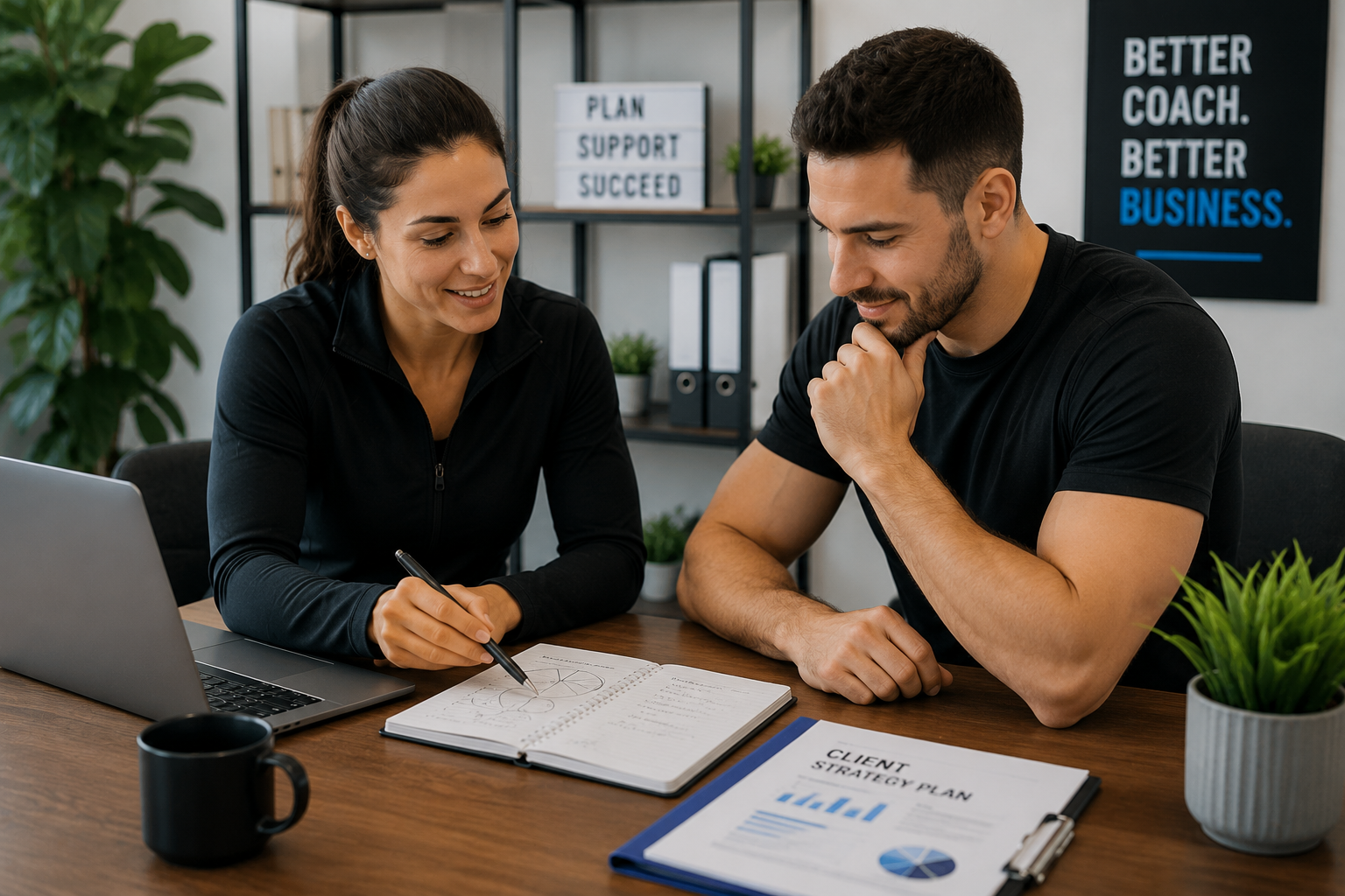 Fitness professional carrying out a client consultation